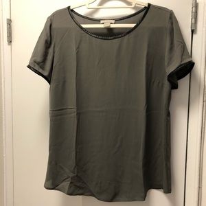 LOFT Faux Leather Lined Blouse